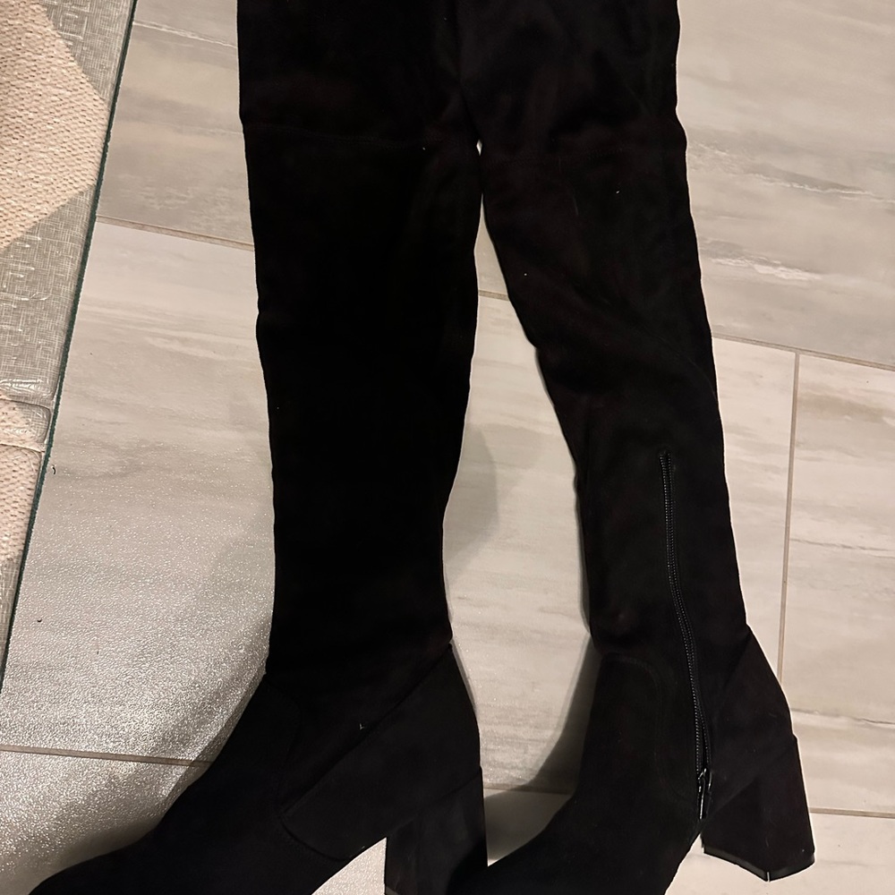Black Suede Over-the-Knee Boots